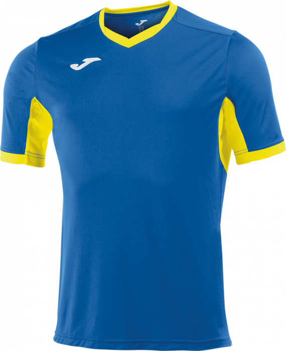 yellow and blue champion shirt