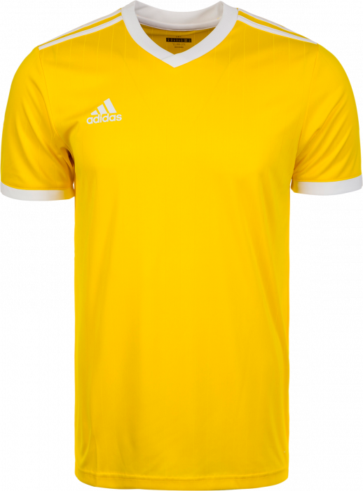 yellow and white adidas shirt