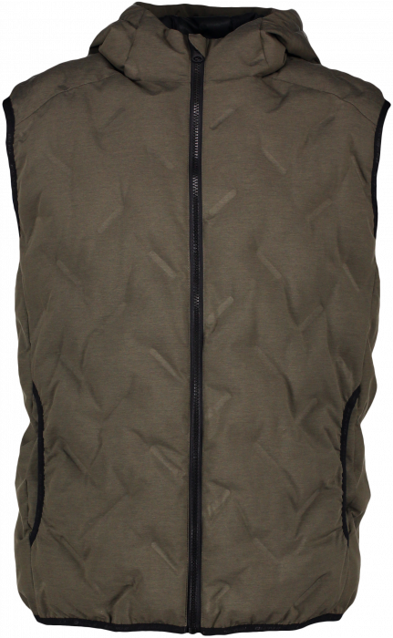Geyser - Quilted Vest With Hood Men - Oliven Melange