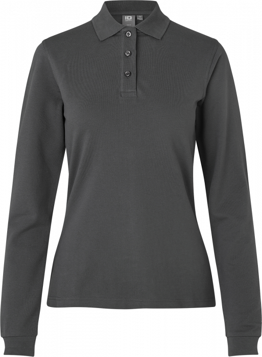 ID - Long-Sleeved Polo Shirt Stretch Woman - Charcoal
