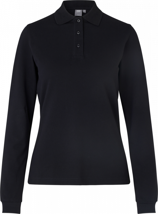 ID - Long-Sleeved Polo Shirt Stretch Woman - Preto