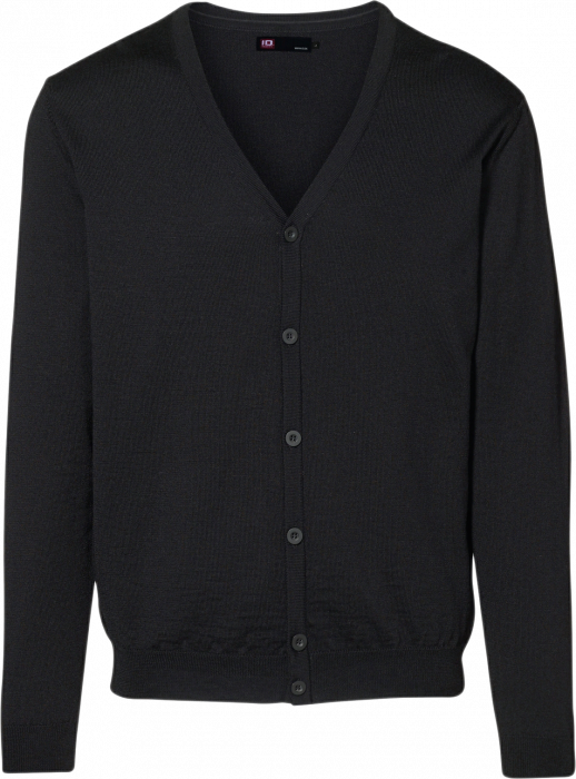 ID - Cardigan Knit Men (Embroered Logo) - Black