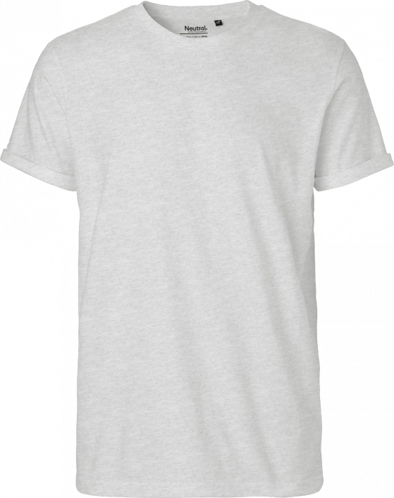 Neutral - Organic Mens Roll Up Sleeve Cotton T-Shirt - gris cendré