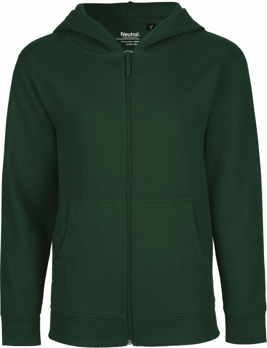 Neutral - Organic Cotton Hoodie With Full Zip Youth - Bottle Green