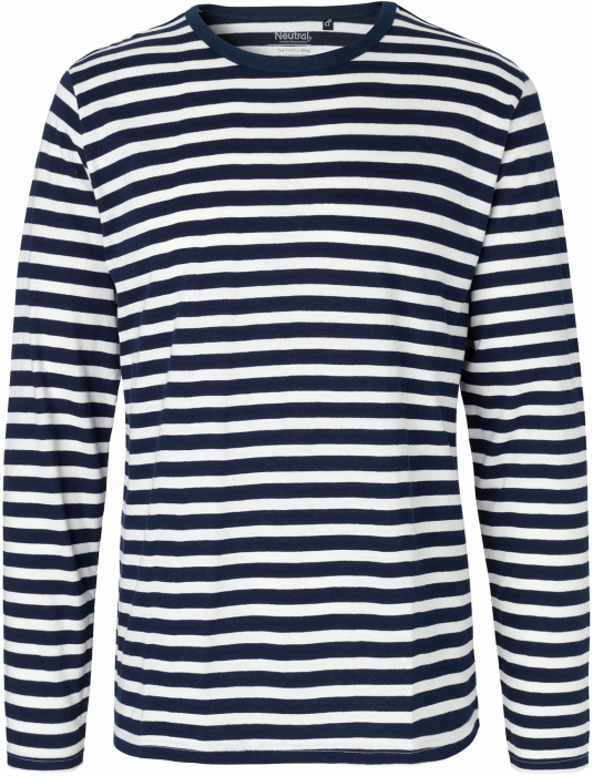 Neutral Økologisk Langærmet Bomulds T-Shirt Stribet Navy & white (O61050)
